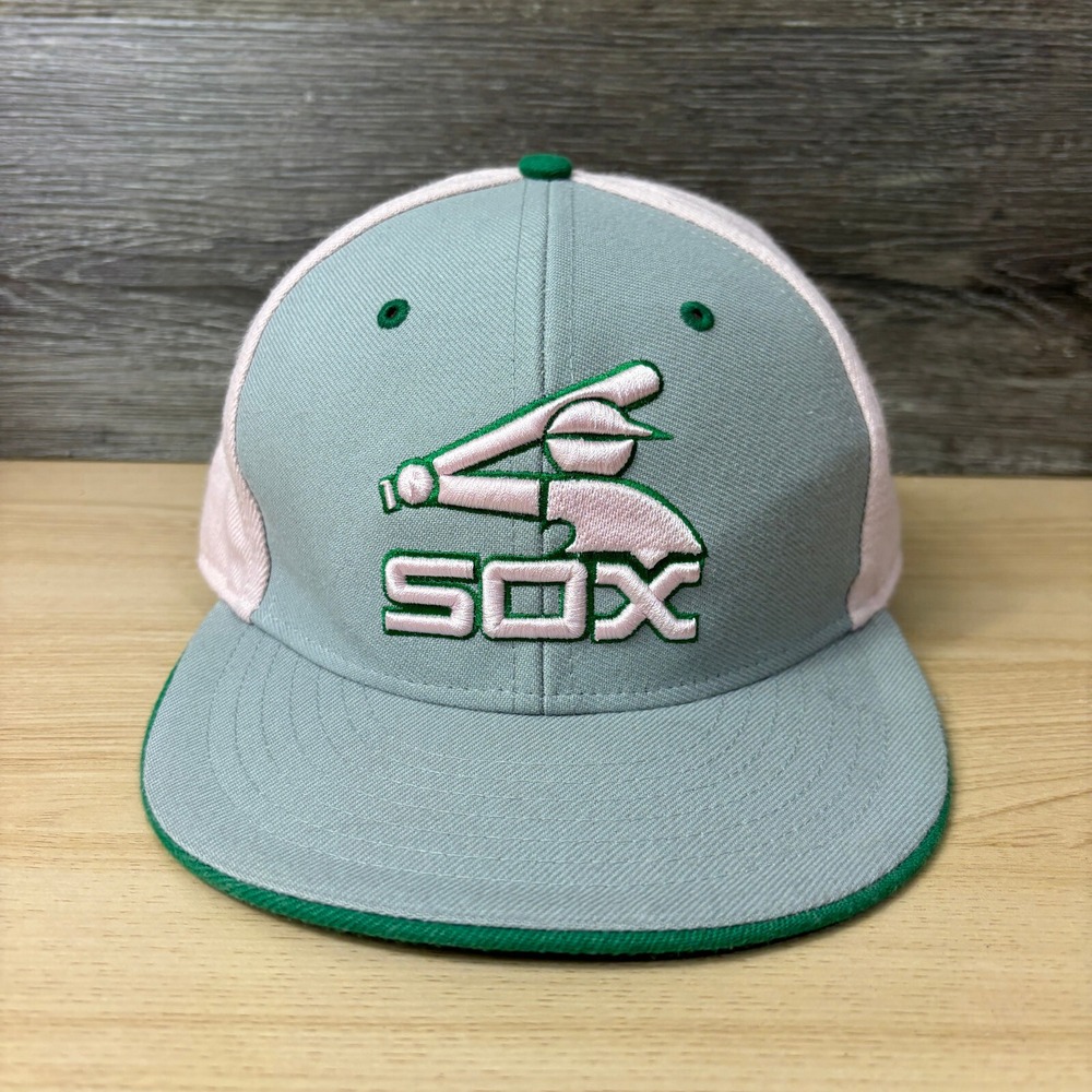 Chicago White Sox‎ Hat Cap Fitted 7 1/4 Gray Pink Green MLB Baseball Cooperstown